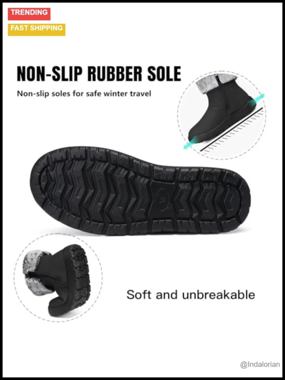 Waterproof Fur Lined Ankle Snow Booties with Side Zipper